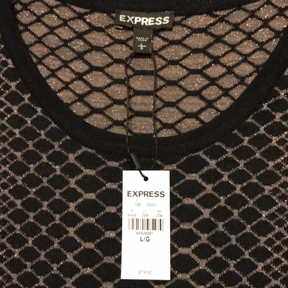 EXPRESS: Soft, Gold & Black Sweater Dress